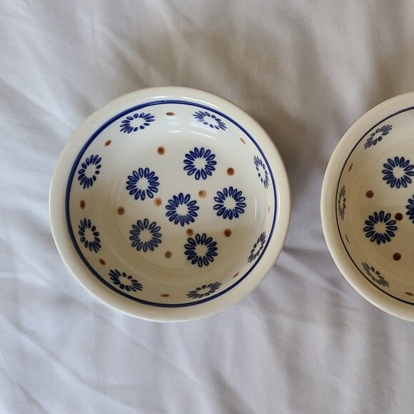 2 Polish Pottery Condiment Dessert Bowls 2 Matching - Picture 4 of 8